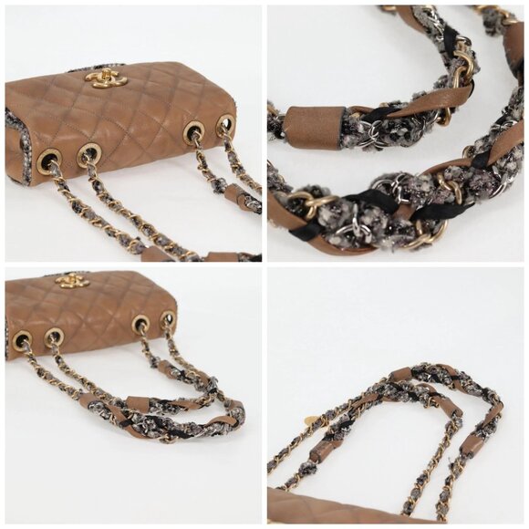 CHANEL Matelasse Chain Shoulder Bag Coated Canvas Beige CC Auth 118136A - Picture 16 of 16